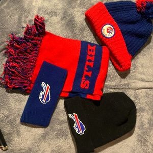 Vintage Buffalo bills Lot of winter hats headbands and scarves